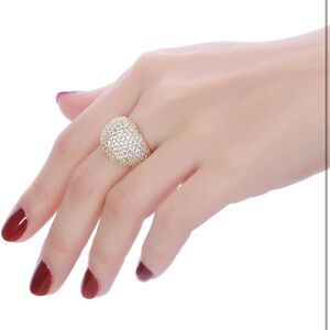 #104 Diamond Accent Dome Ring Sliver Fashion Rings for women Big Hollow Size 10